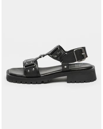Sandale de piele cu toc masiv Rac-Quel, Negru