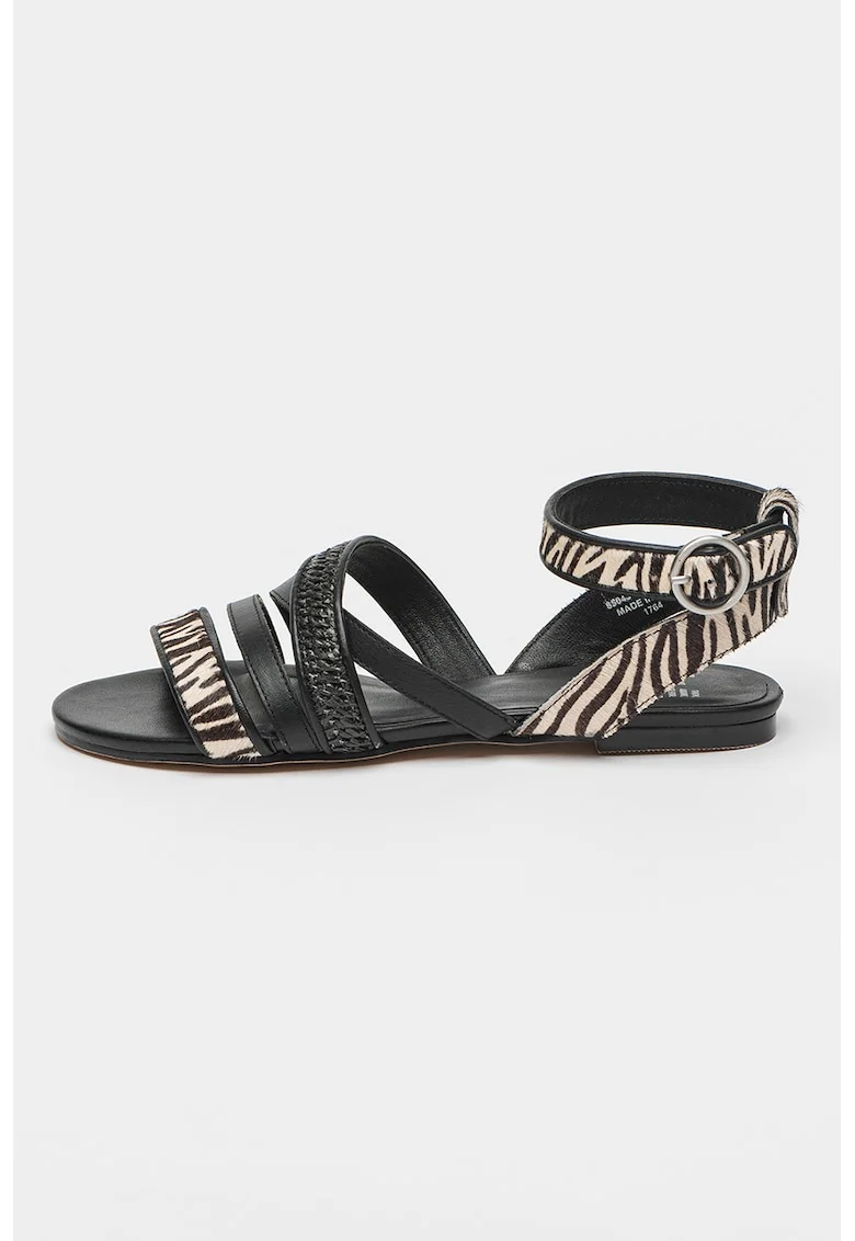 Sandale cu barete multiple New-Skyler, Negru/Alb murdar