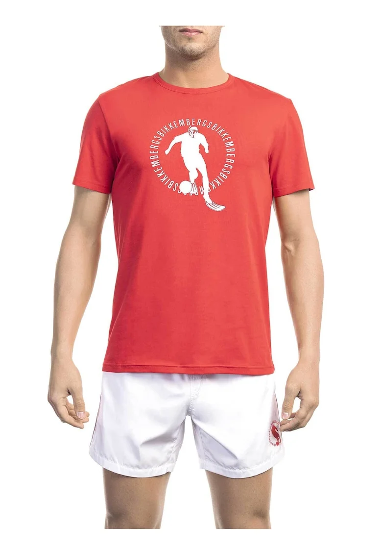 Tricou cu imprimeu si decolteu la baza gatului