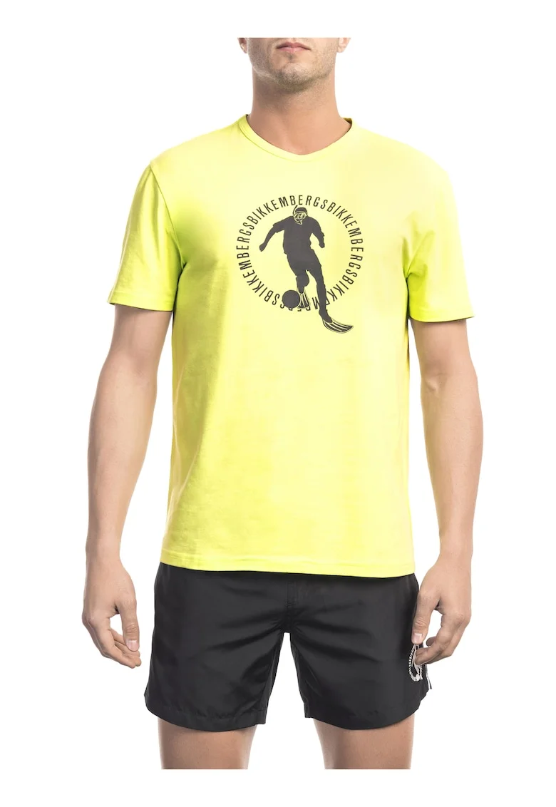 Tricou cu imprimeu si decolteu la baza gatului