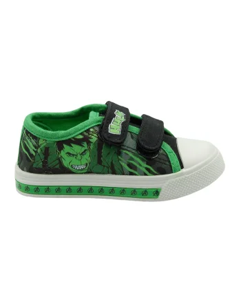 Tenisi cu velcro, LED si Hulk, Verde/Negru