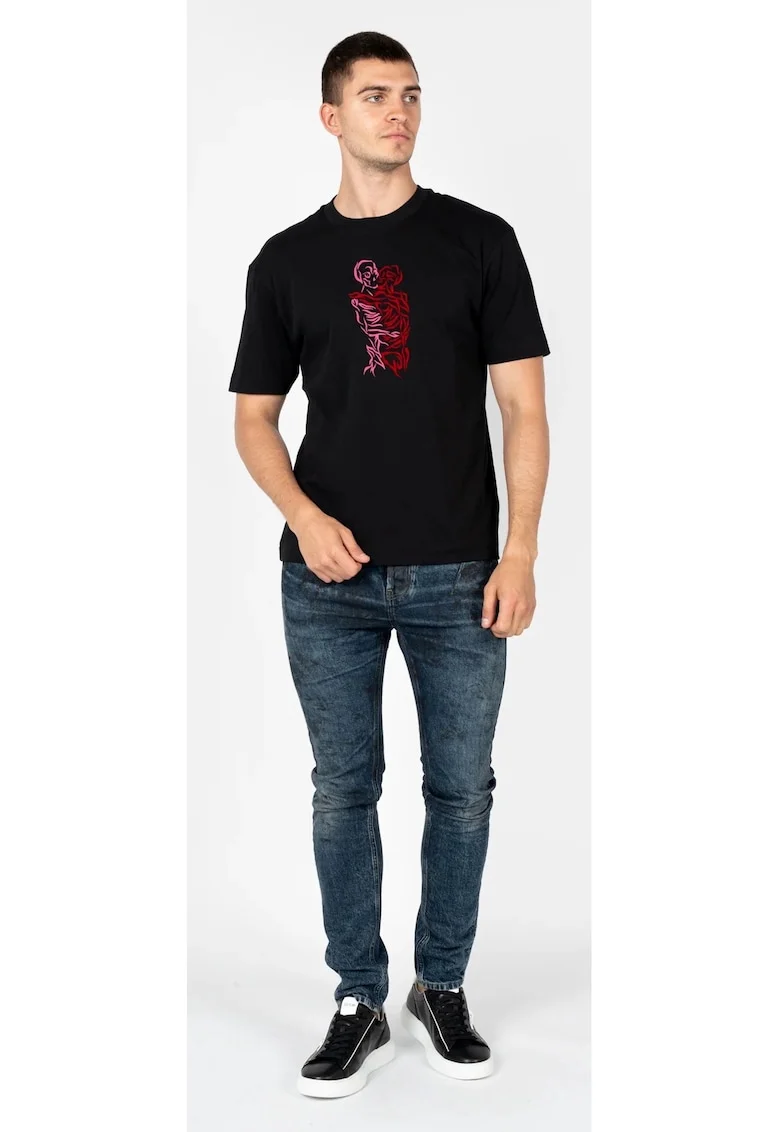 Tricou cu imprimeu grafic frontal,