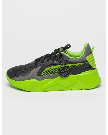 TNMT, Pantofi sport cu garnituri de piele intoarsa, Negru/Gri carbune/Verde electric
