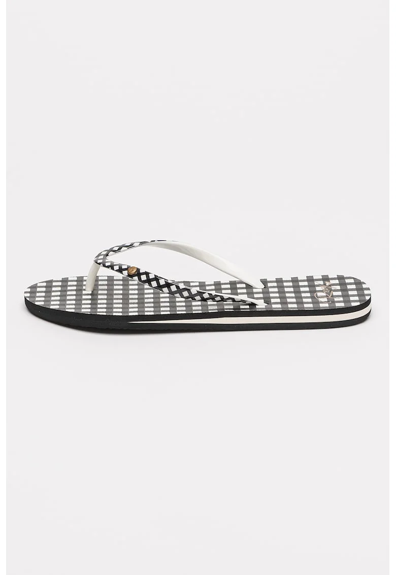 Papuci flip-flop cu talpa cu imprimeu Portofino, Negru/Alb murdar