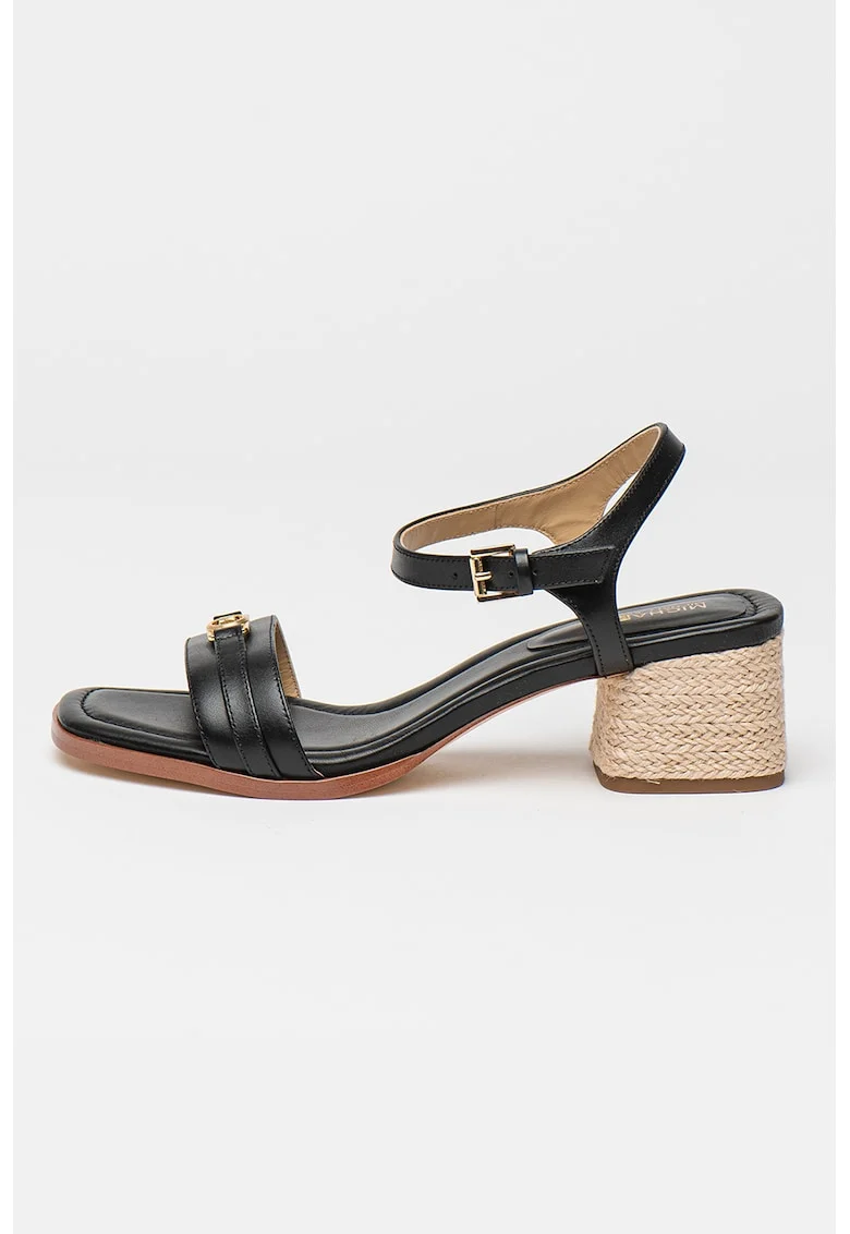 Sandale din piele cu toc masiv Mandy, Negru