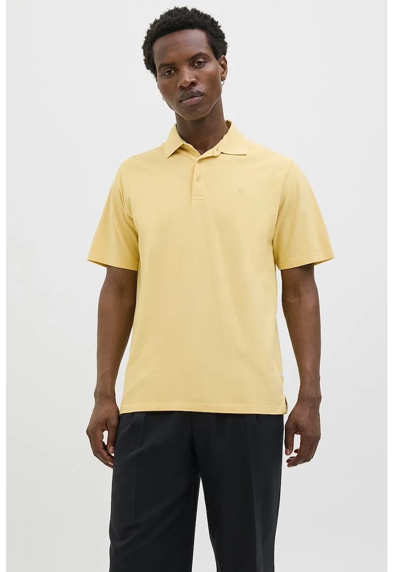 Tricou polo din material pique William, Gri deschis