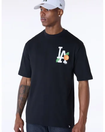 Tricou cu decolteu la baza gatului si imprimeu, Alb/Negru