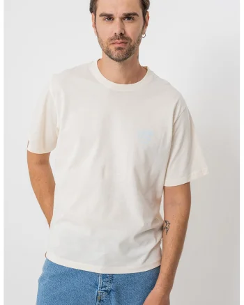 Tricou cu imprimeu pe partea din spate, Albastru pastel/Galben pal