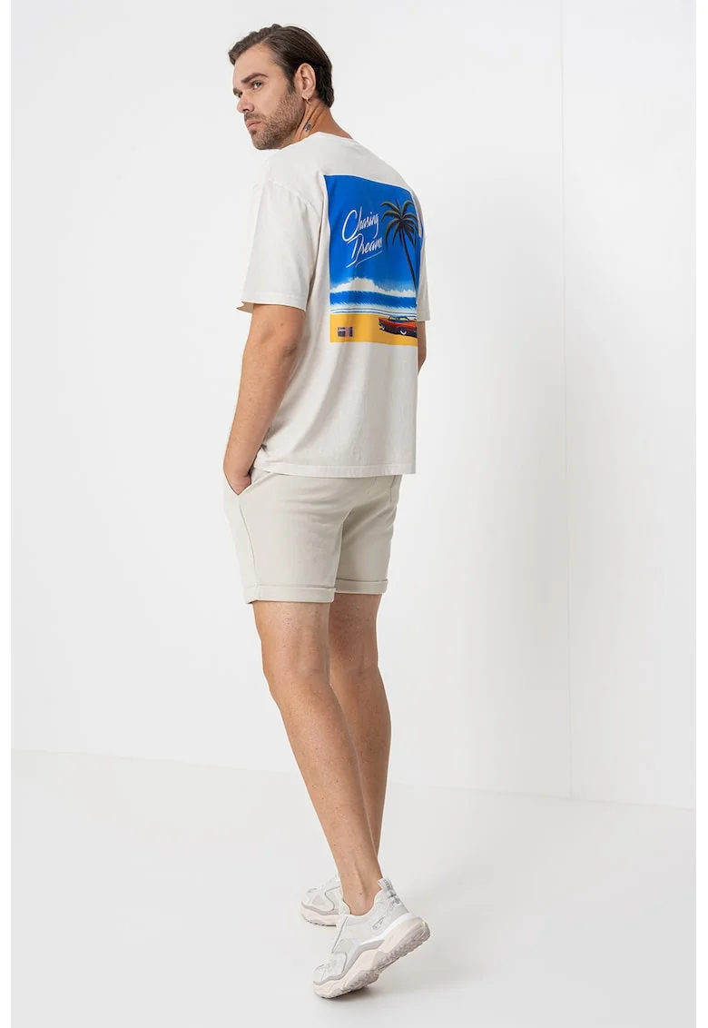 Tricou relaxed fit cu imprimeu foto Passa Vice, Albastru royal/Bej deschis