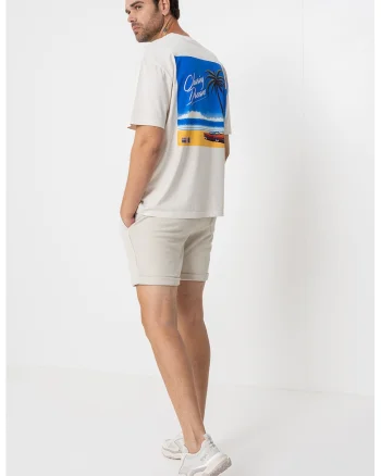 Tricou relaxed fit cu imprimeu foto Passa Vice, Albastru royal/Bej deschis