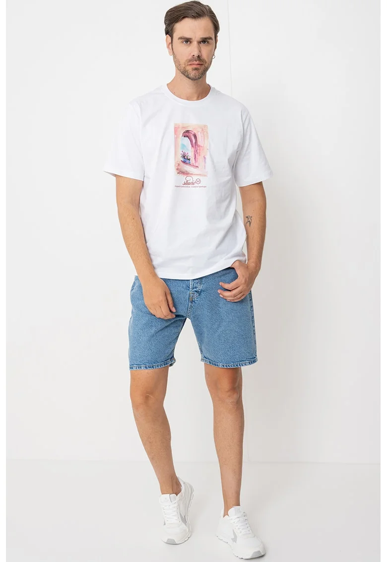 Tricou cu imprimeu grafic, Rosu/Galben/Alb optic