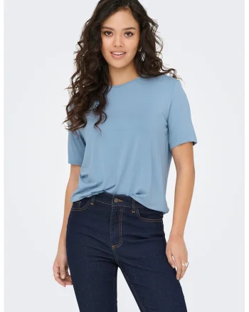 Tricou lejer cu model uni, Albastru lavanda