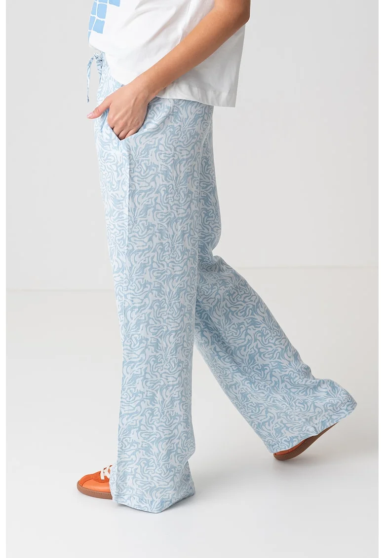 Pantaloni din lyocell cu croiala ampla, Albastru pastel