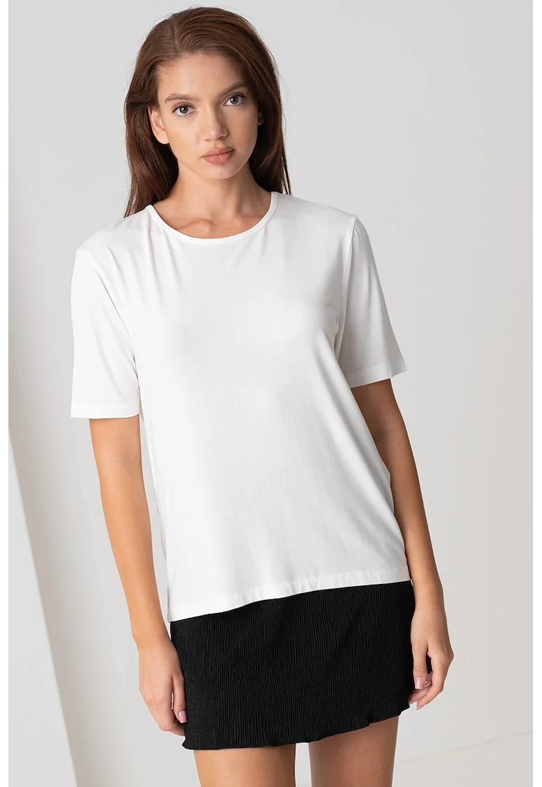 Tricou lejer cu model uni, Alb optic