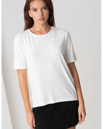 Tricou lejer cu model uni, Alb optic