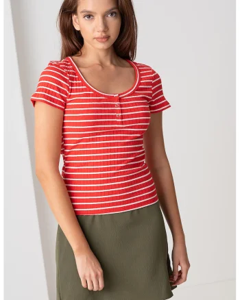 Tricou cu model in dungi, Rosu
