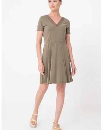 Rochie cu insertie crosetata Savannah, Verde masliniu