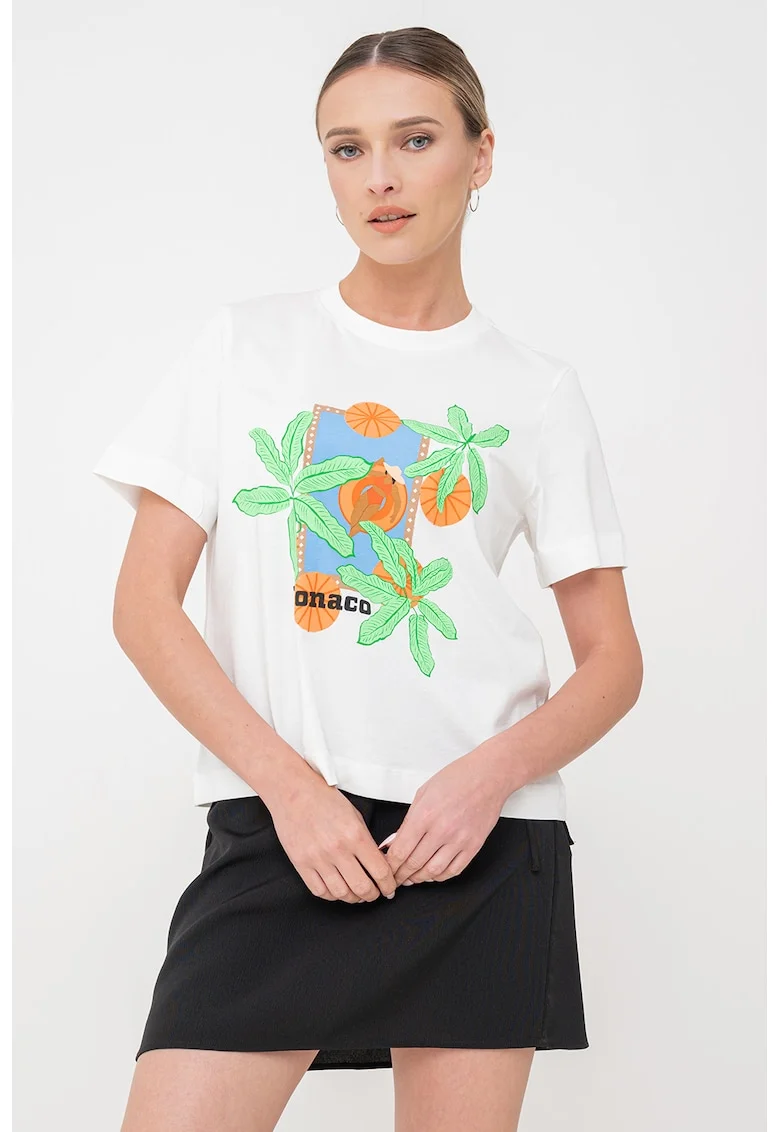 Tricou din bumbac organic, Alb/Portocaliu