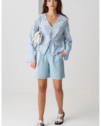 Bluza lejera cu perforatii, Albastru deschis