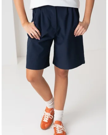 Pantaloni cu talie inalta si buzunare, Albastru indigo