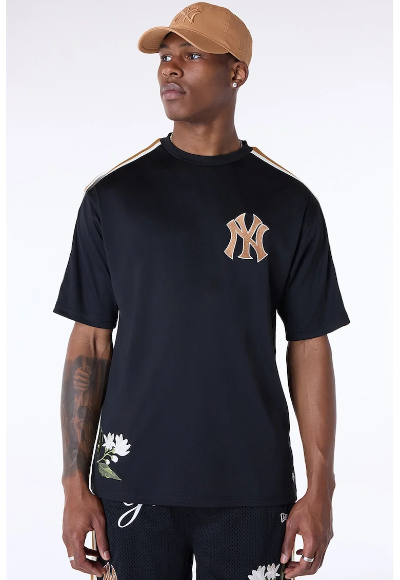 Tricou cu detalii brodate, Negru/Maro