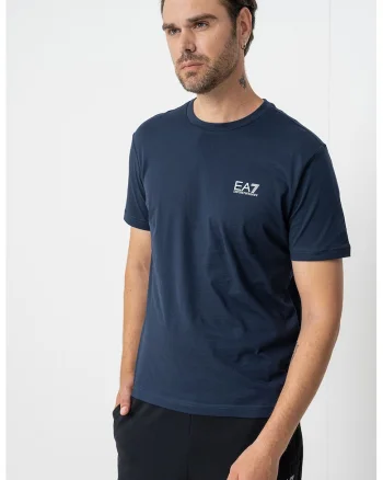 Tricou cu model uni Gircollo, Albastru ultramarin/Argintiu