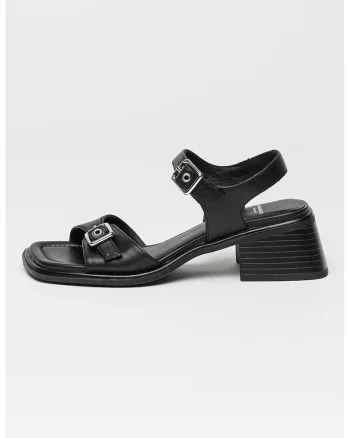 Sandale din piele cu toc Ines, Negru