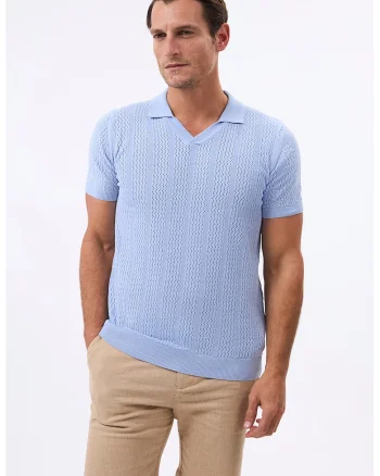 Tricou polo din amestec de bumbac, Albastru lavanda