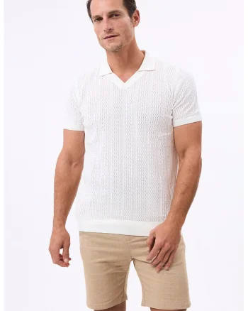 Tricou polo din amestec de bumbac, Alb murdar