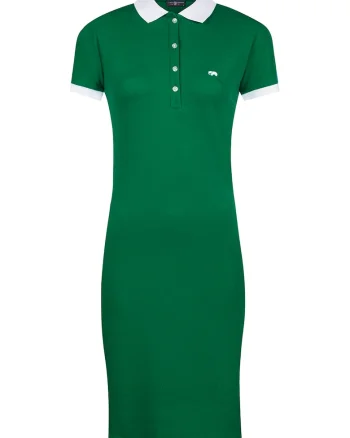 Rochie polo din amestec de bumbac, Verde/Alb optic
