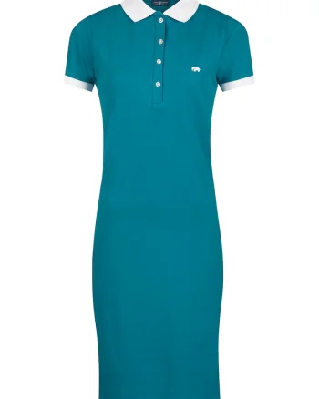 Rochie polo din amestec de bumbac, Alb optic/Albastru petrol