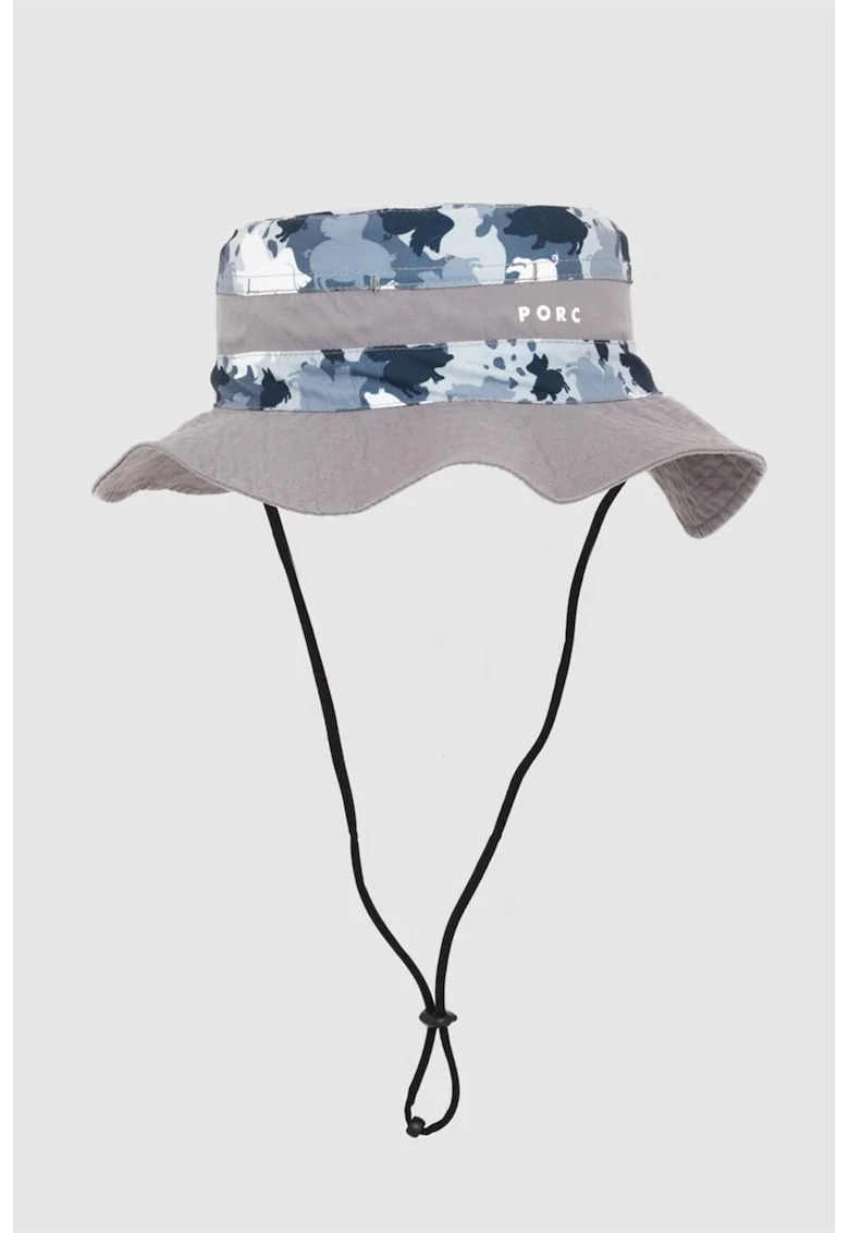 Palarie bucket reversibila cu model unisex Explorer, Gri/Albastru inchis