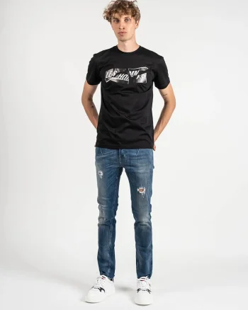 Tricou slim fit cu logo, 2XL, Negru