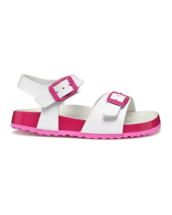 Sandale flatform cu catarama, Alb/Fucsia