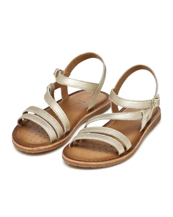 Sandale de piele cu aspect metalizat, Auriu