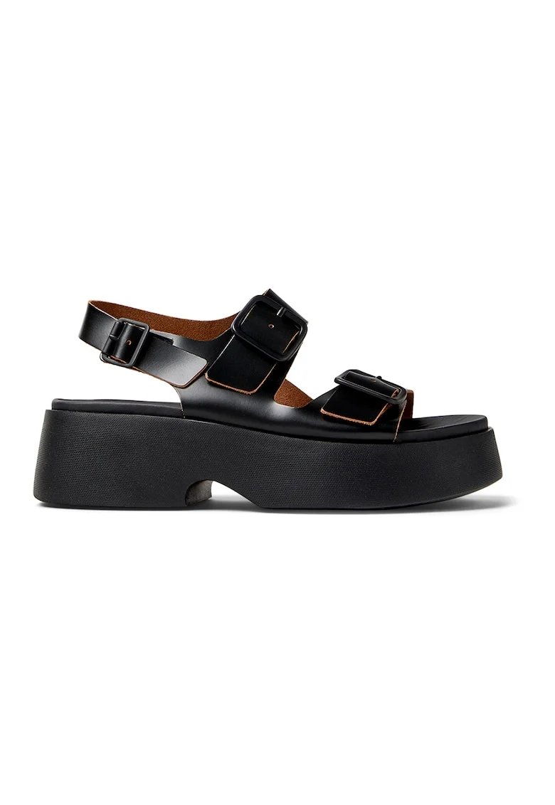 Sandale de piele cu toc Tasha, Negru