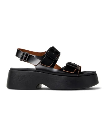 Sandale de piele cu toc Tasha, Negru
