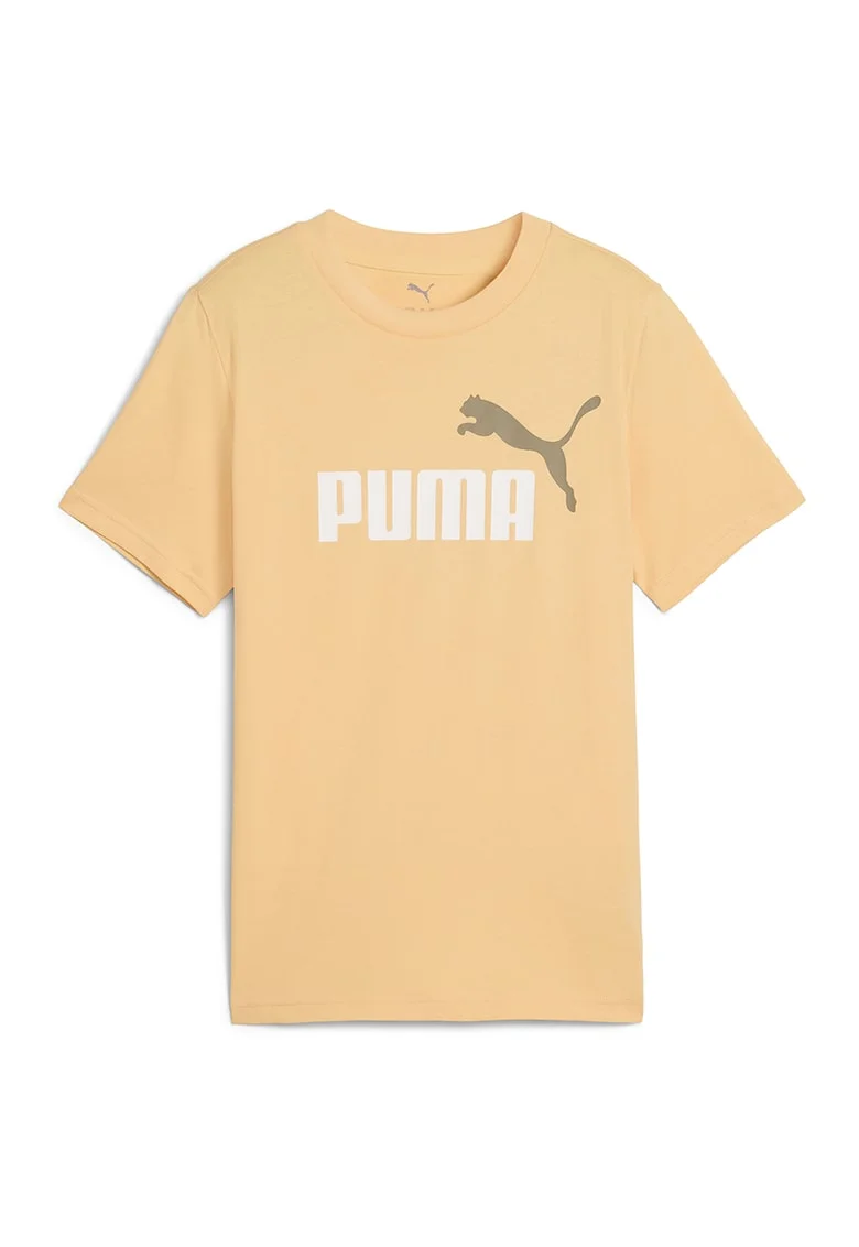 Tricou de bumbac cu imprimeu logo, Portocaliu pal