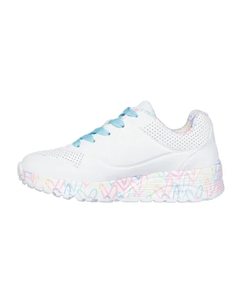 Pantofi sport de piele ecologica Uno Lite - Lovely Luv, Alb/Albastru deschis