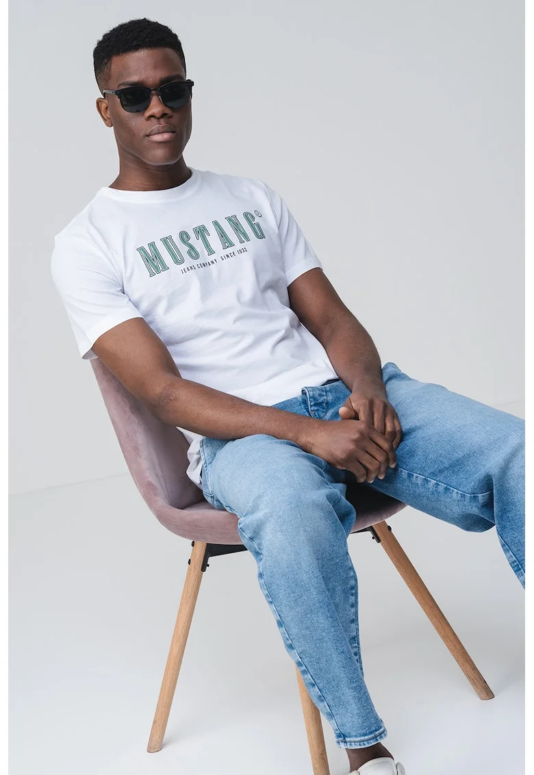 Tricou cu imprimeu logo Austin, Alb/Verde