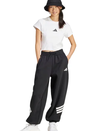Tricou crop din bumbac, Negru/Alb optic
