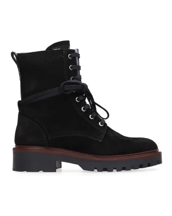 Ghete demi-wedge de piele intoara, Negru
