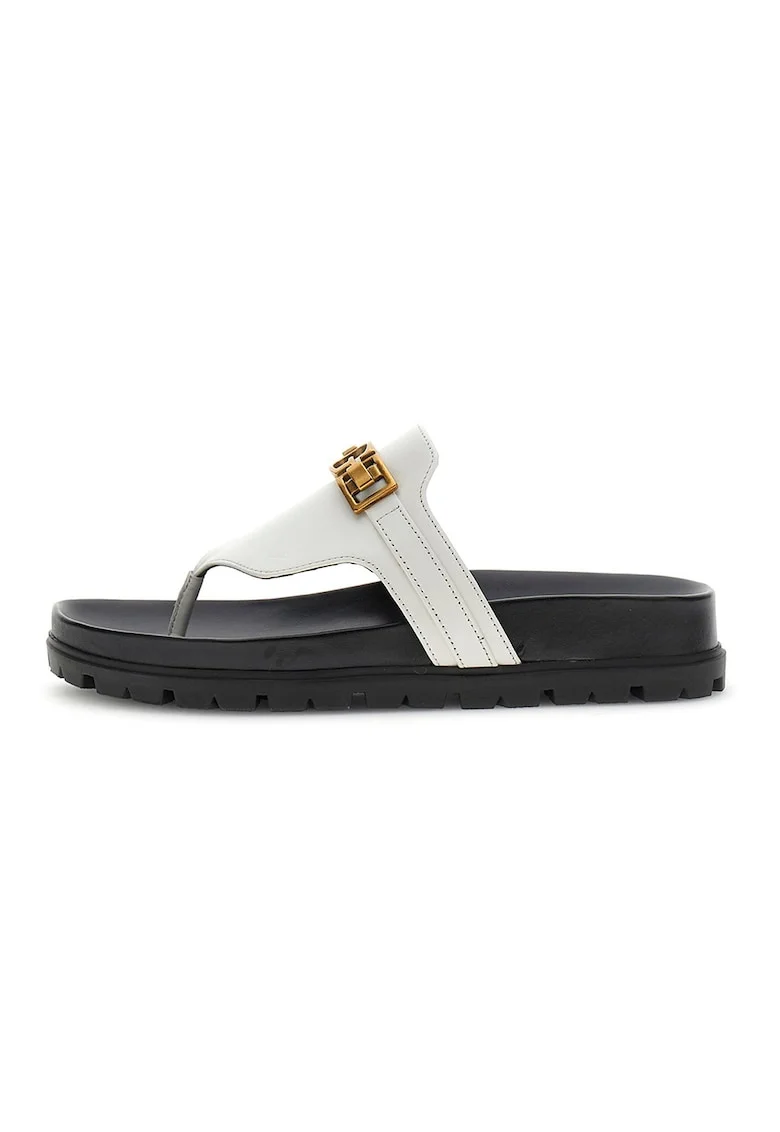 Papuci flip-flop din piele cu logo