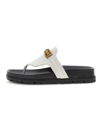 Papuci flip-flop din piele cu logo