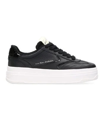 Pantofi sport flatform de piele si piele ecologica, Negru