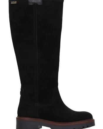 Cizme lungi de piele intoarsa cu varf rotund, Negru