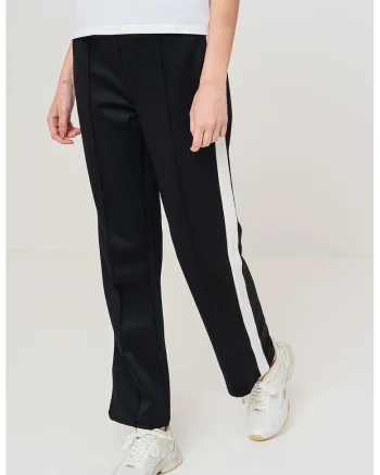Pantaloni drepti cu banda elastica in talie, Negru