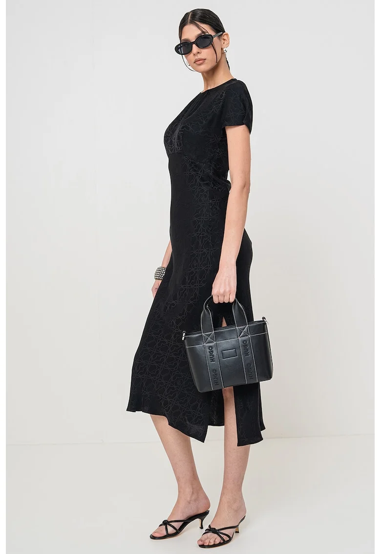 Rochie midi cu model, Negru