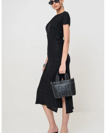 Rochie midi cu model, Negru