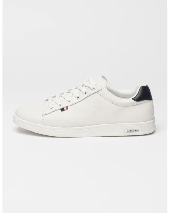 Pantofi sport din piele ecologica cu logo, Alb murdar